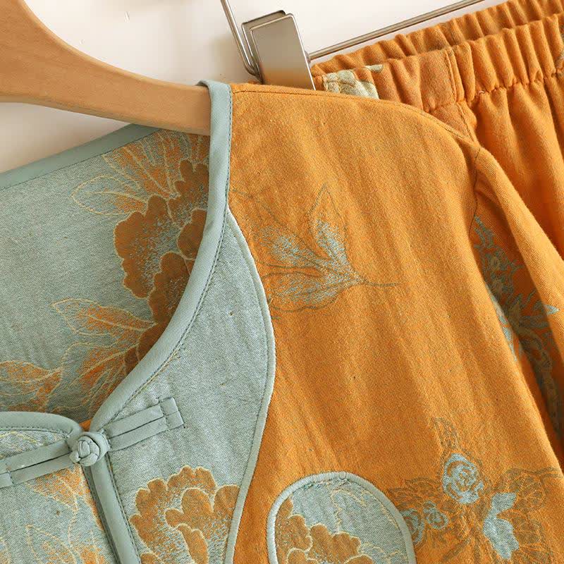 Ownkoti Oriental Style Peony Cotton Pajama Set - image 3