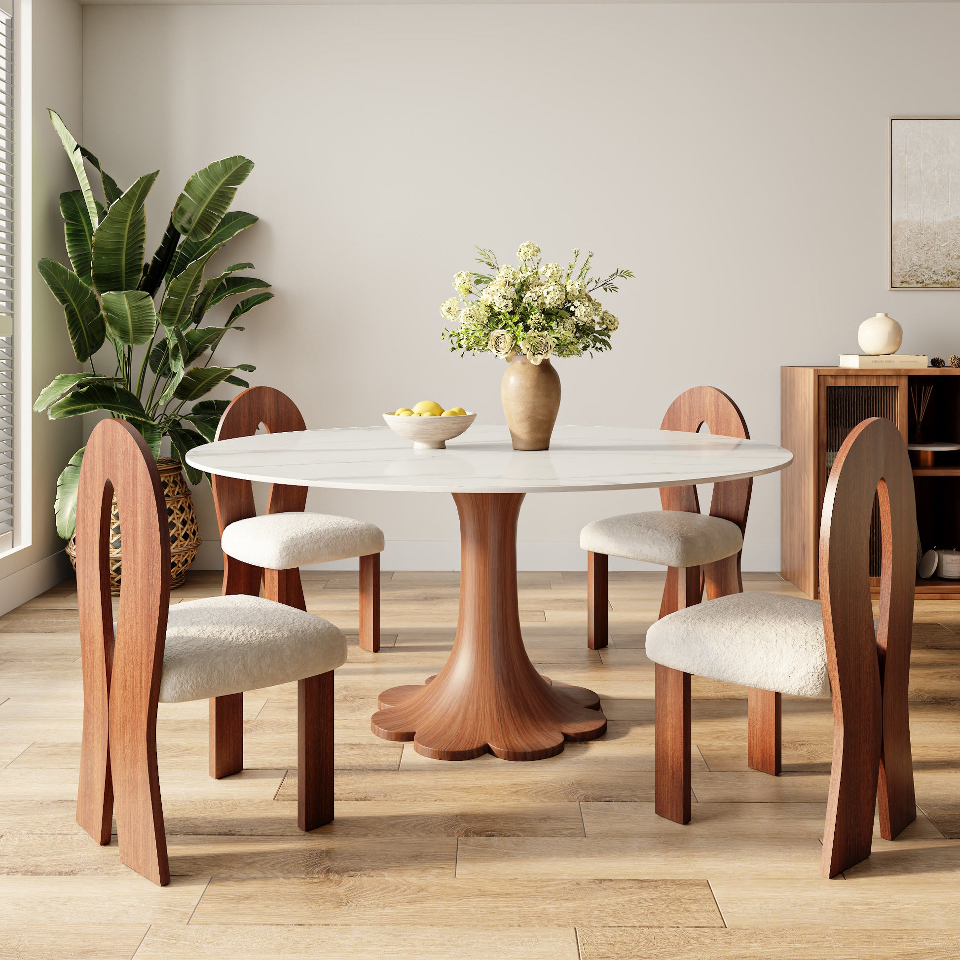 Floral-shape Pedestal Dining Table Pedestal Base Farmhouse Style - image 6