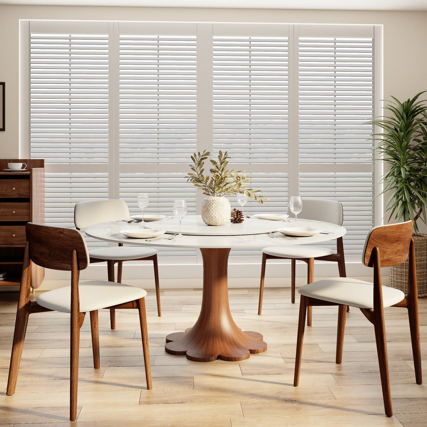 Floral-shape Pedestal Dining Table Pedestal Base Farmhouse Style - image 11