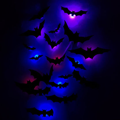 Halloween 3D LED Bat Glitter Wall Decoration - image 1