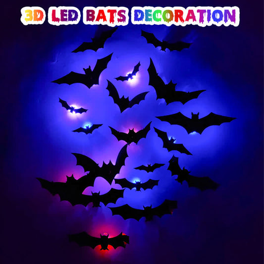 Halloween 3D LED Bat Glitter Wall Decoration - image 0