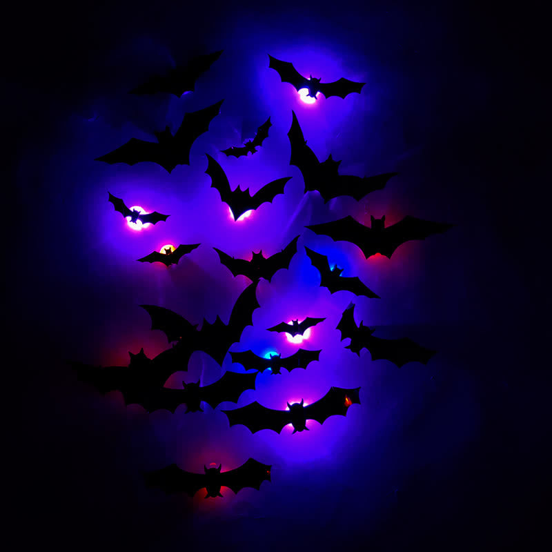 Halloween 3D LED Bat Glitter Wall Decoration - image 2