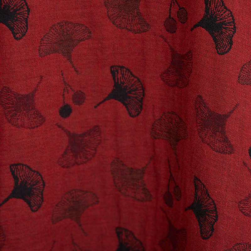 Ginkgo Leaf Oriental Tassel Cotton Pajamas - image 1