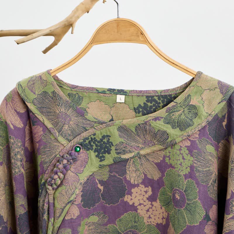 Peach Blossom Oriental Tassel Cotton Pajamas - image 2