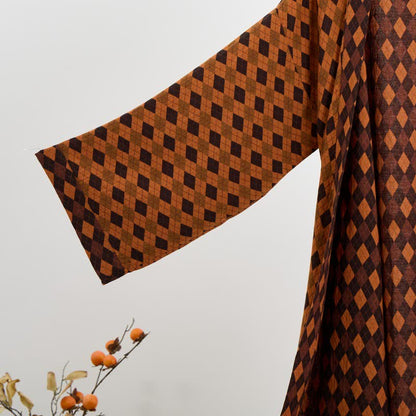 Diamond Plaid Cotton Gauze Kimono Robe - image 11