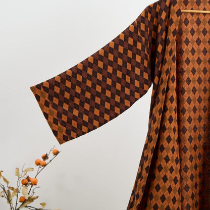 Diamond Plaid Cotton Gauze Kimono Robe - image 5