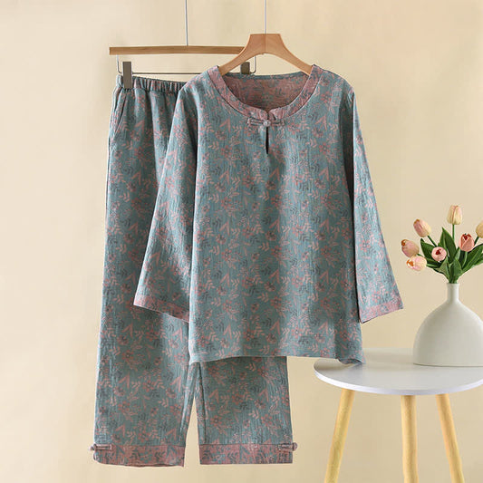 Ownkoti Vintage Cotton Botanical Long Sleeve Pajamas - XL - image 0
