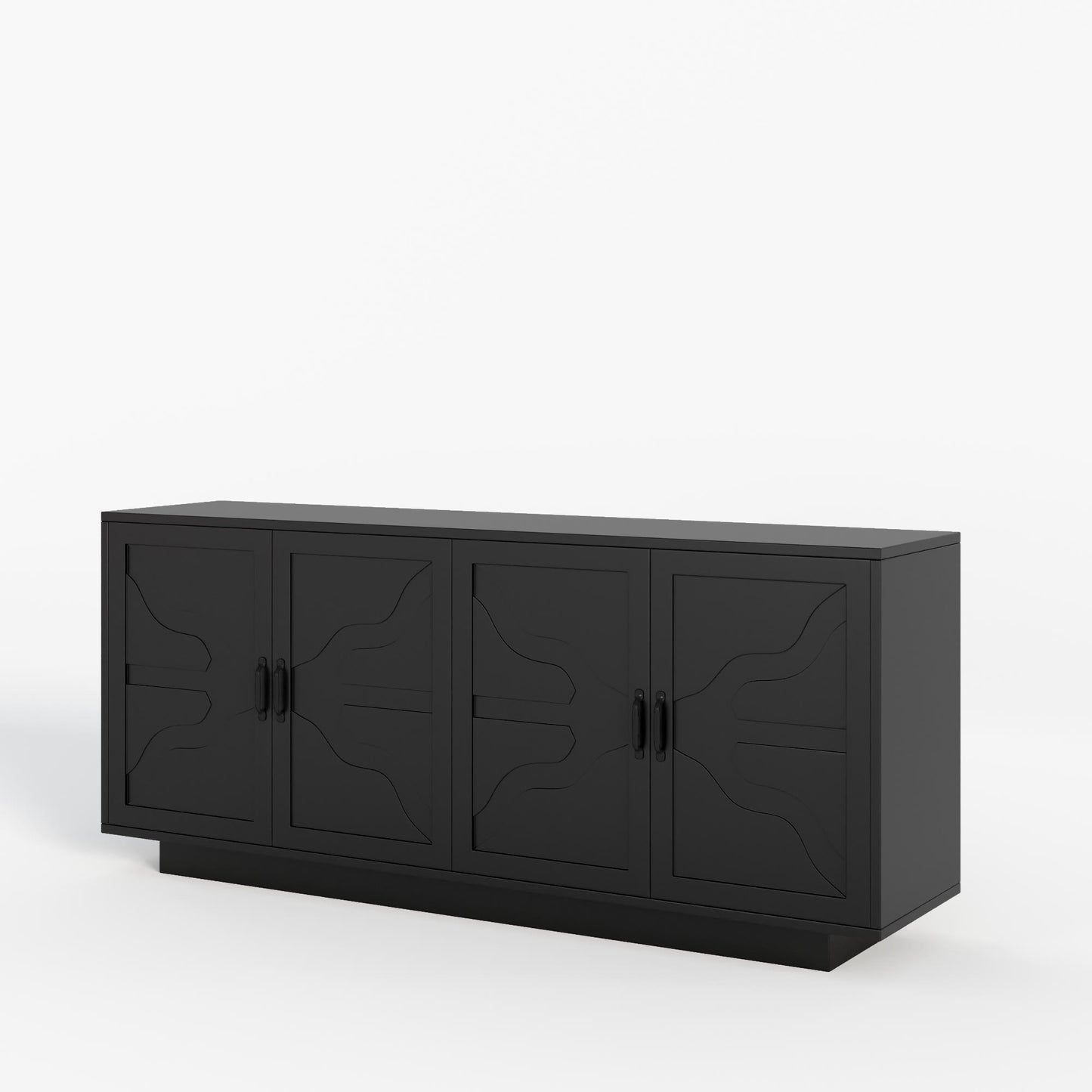 Classic Black Buffet Cabinet With Wine Glass Rack - image 10