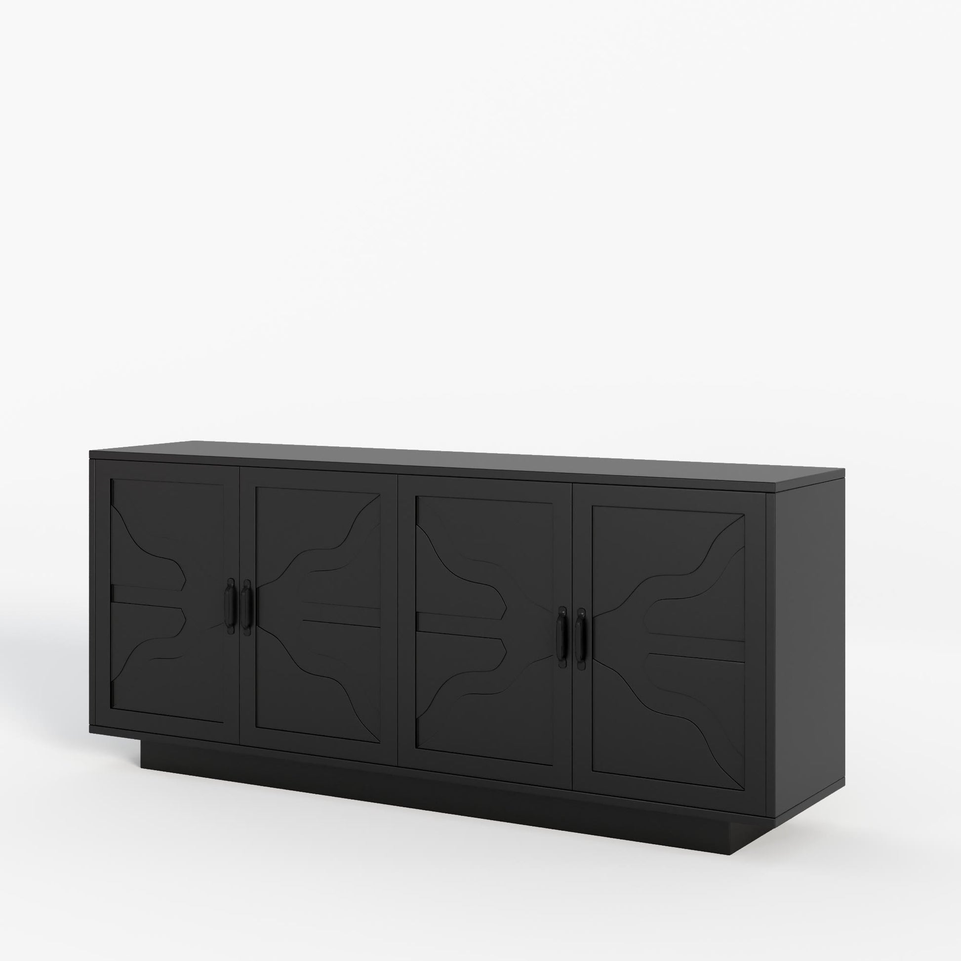 Classic Black Buffet Cabinet With Wine Glass Rack - image 10