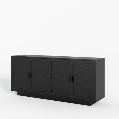 Classic Black Buffet Cabinet With Wine Glass Rack - image 10