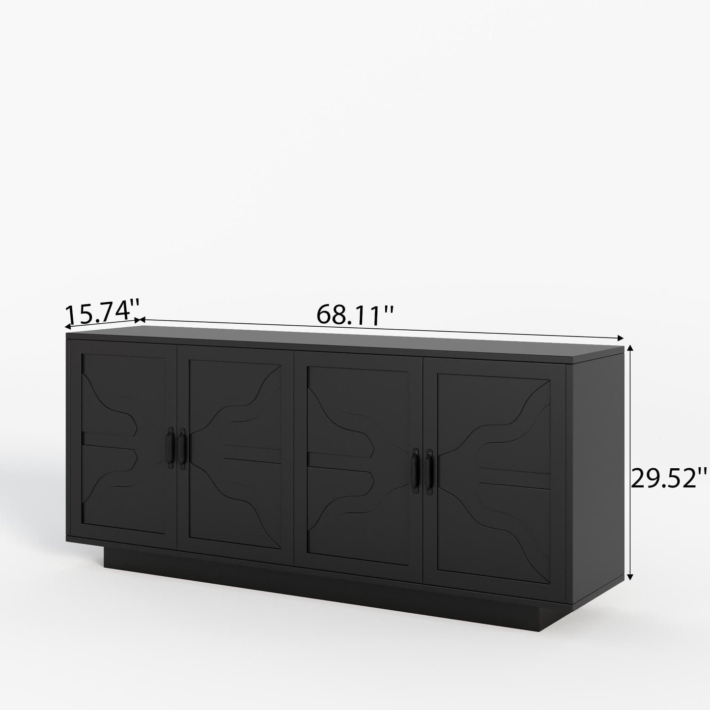 Classic Black Buffet Cabinet With Wine Glass Rack - image 11