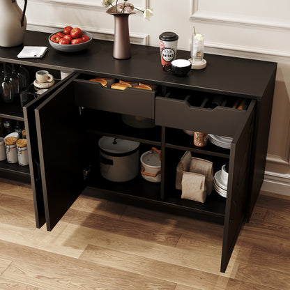 Classic Black Buffet Cabinet With Wine Glass Rack - image 6