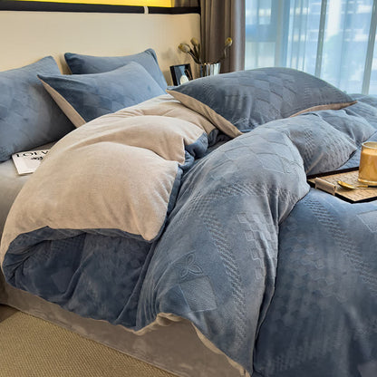 Diamond Checkered Textured Warm Bedding Set - image 11