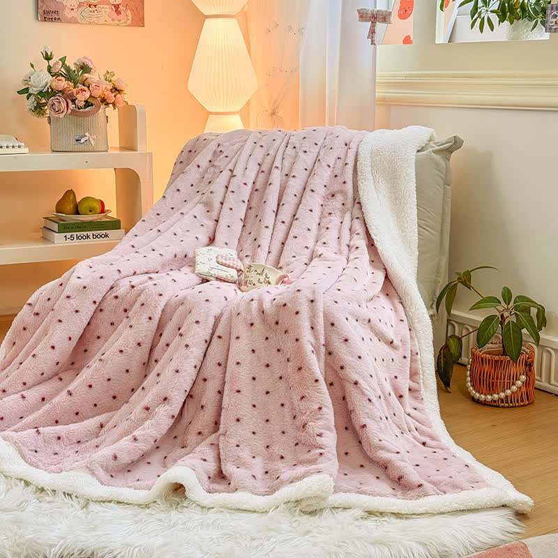 Pink Polka Dot Warm Throw Blanket - image 5
