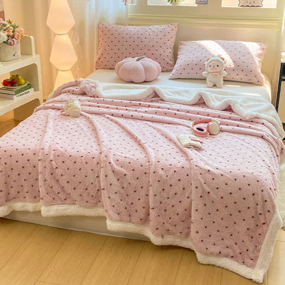 Pink Polka Dot Warm Throw Blanket - image 1