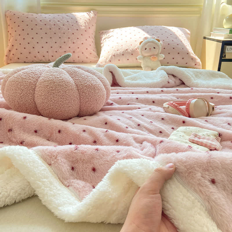 Pink Polka Dot Warm Throw Blanket - image 4