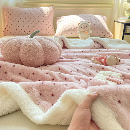 Pink Polka Dot Warm Throw Blanket - image 4