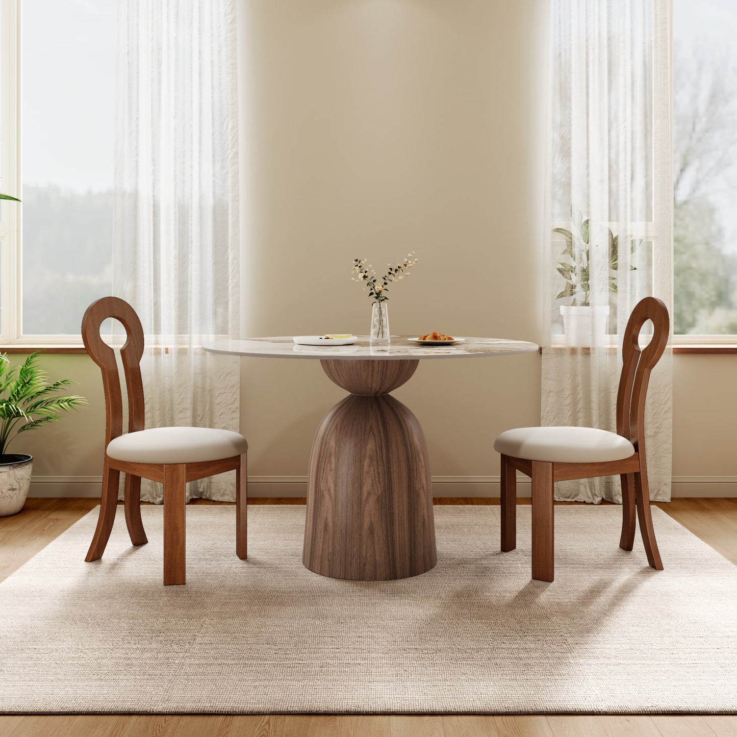 2x/4x/6x Key-shaped Solid Wood Dining Chairs - image 1