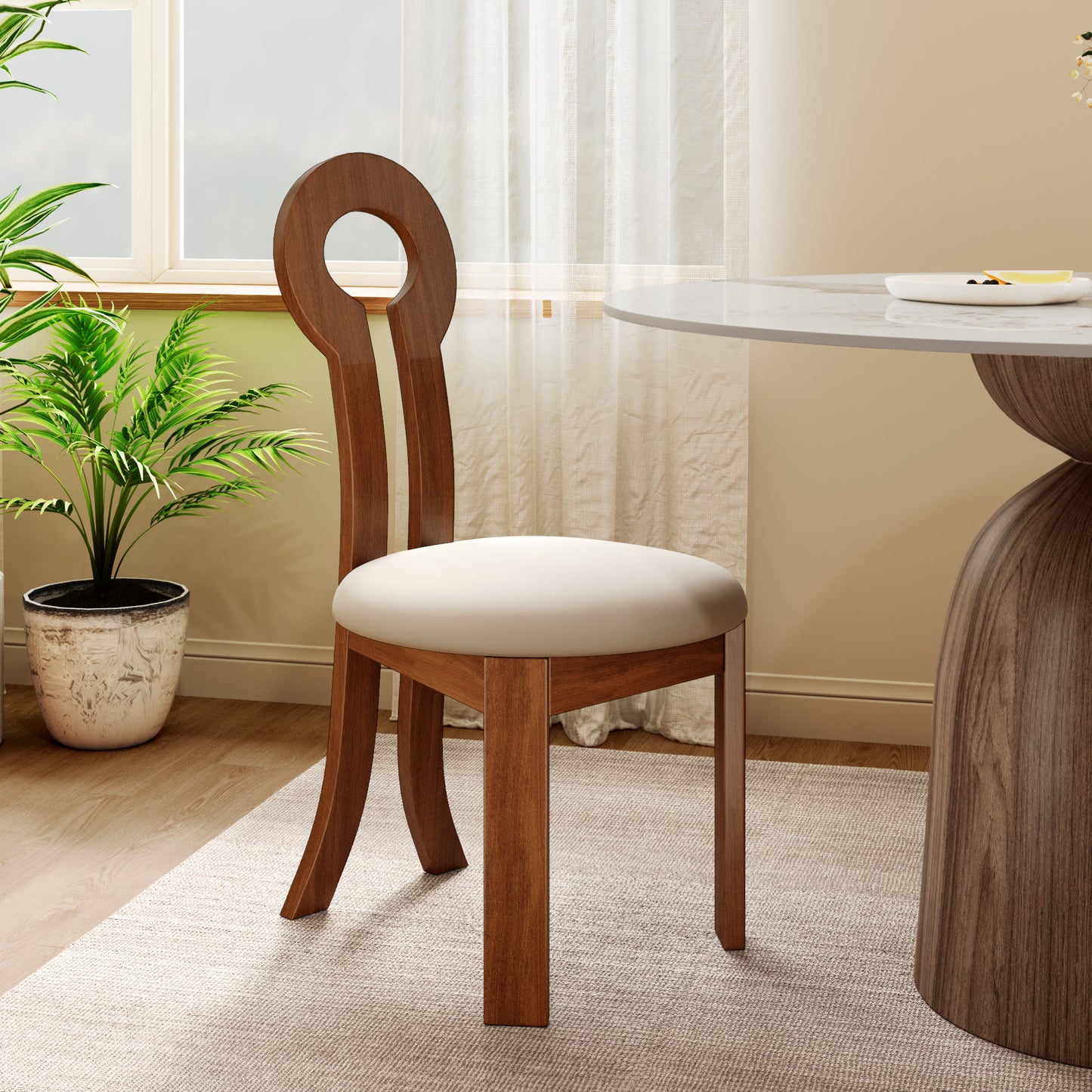 2x/4x/6x Key-shaped Solid Wood Dining Chairs - image 2