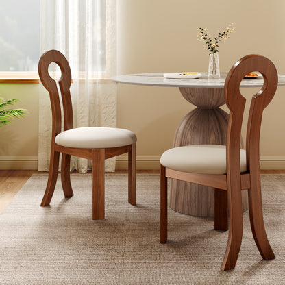 2x/4x/6x Key-shaped Solid Wood Dining Chairs - Walnut - 6xChairs - image 0