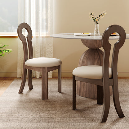 2x/4x/6x Key-shaped Solid Wood Dining Chairs - Dark Walnut - 6xChairs - image 6