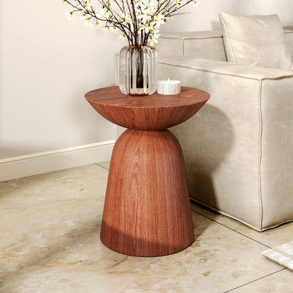 Round Hourglass-shaped Side Table - Red Walnut - image 0