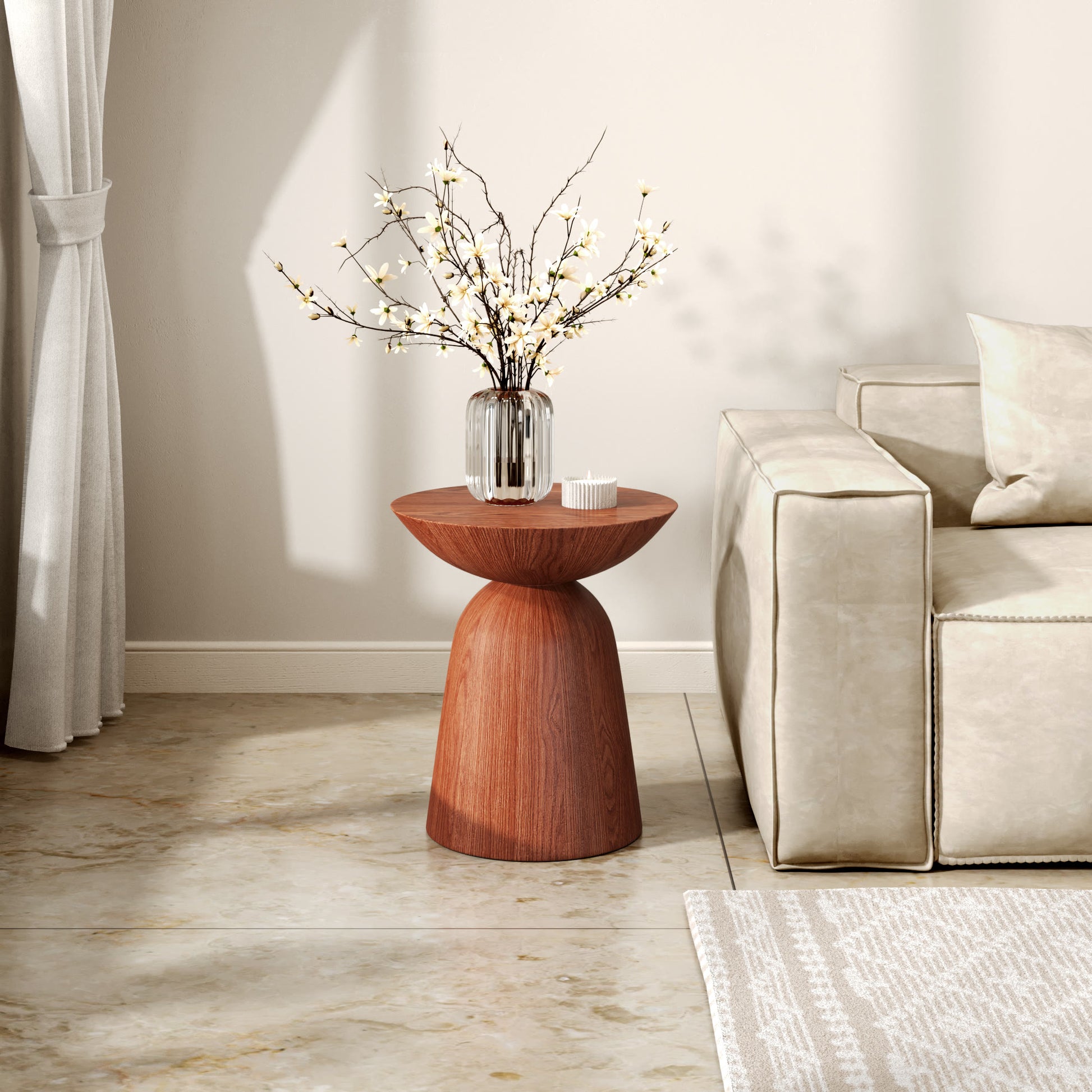 Round Hourglass-shaped Side Table - image 1