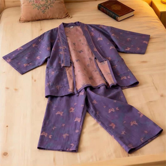 Butterfly Cotton Gauze Kimono Loungewear Set - image 0