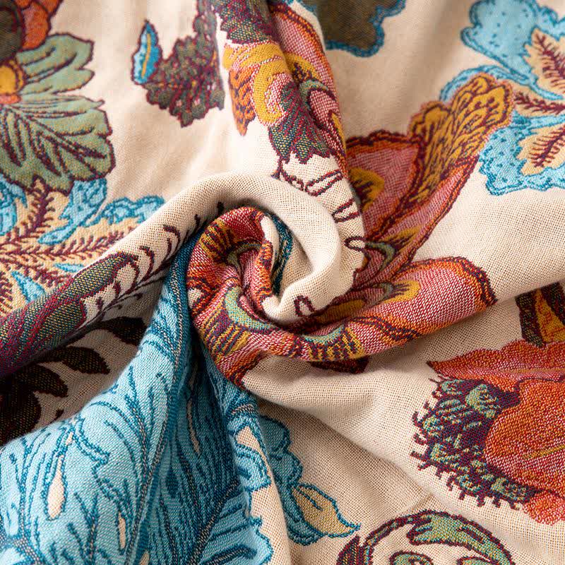 Tropical Leaf Floral Tassel Cotton Quilt - image 3