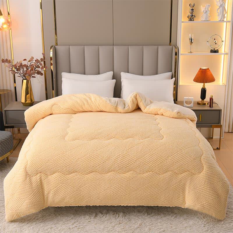 Wavy Striped Jacquard Sherpa Plush Blanket - Yellow - King - image 3