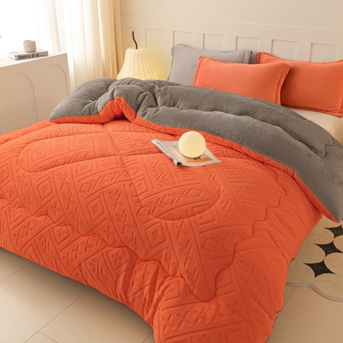 Geometric Pattern Embossed Sherpa Plush Blanket - image 0