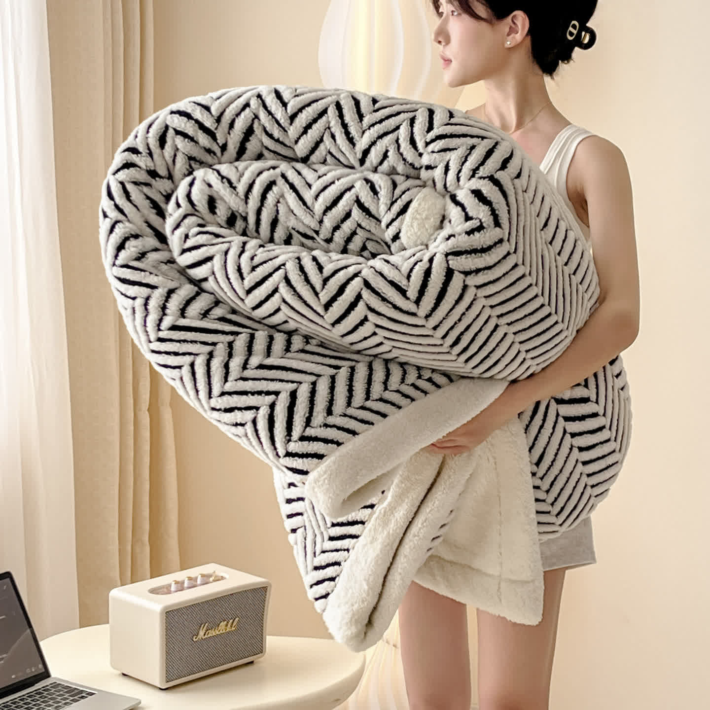 Modern Striped Jacquard Throw Blanket - image 7