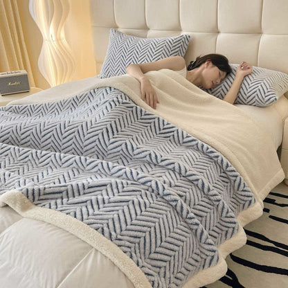 Modern Striped Jacquard Throw Blanket - Blue - 2PCS Pillowcases - 19" x 29" - image 16