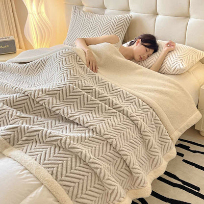 Modern Striped Jacquard Throw Blanket - Beige - 2PCS Pillowcases - 19" x 29" - image 12
