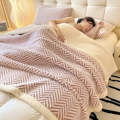 Modern Striped Jacquard Throw Blanket - Pink - 2PCS Pillowcases - 19" x 29" - image 10