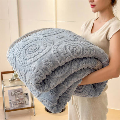 Circle Floral Embossed Plush Throw Blanket - Blue - 2PCS Pillowcases - 19" x29" - image 13