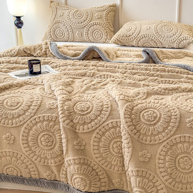 Circle Floral Embossed Plush Throw Blanket - image 4