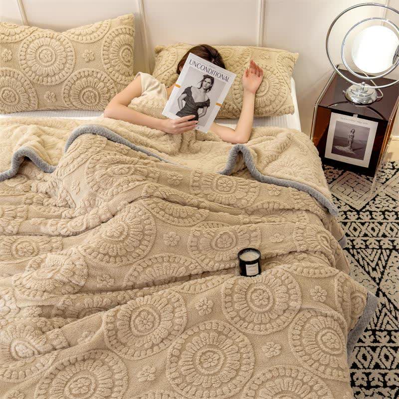 Circle Floral Embossed Plush Throw Blanket - image 2