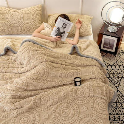 Circle Floral Embossed Plush Throw Blanket - image 2