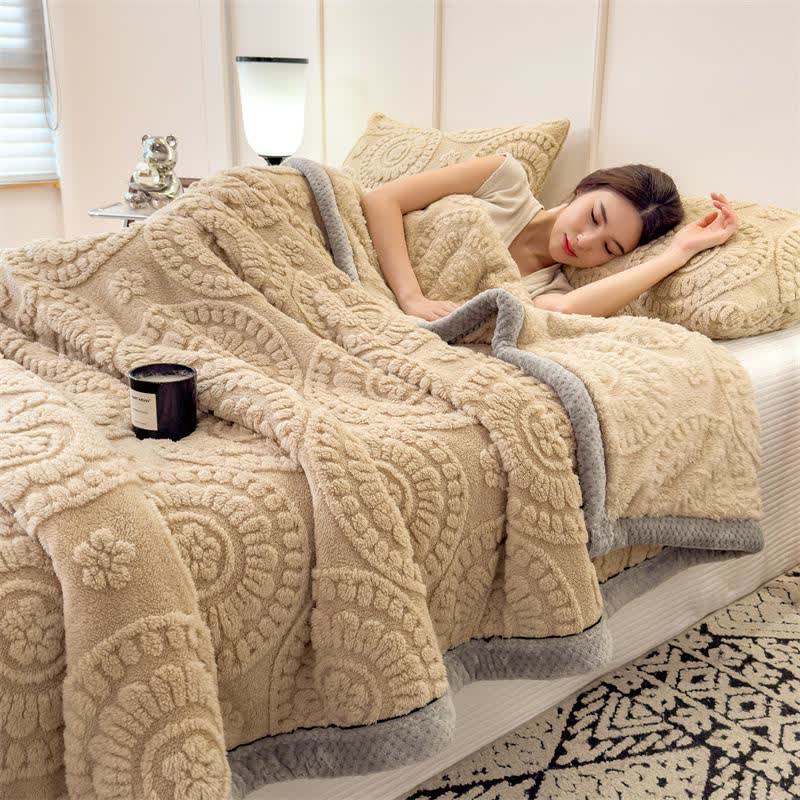 Circle Floral Embossed Plush Throw Blanket - image 0