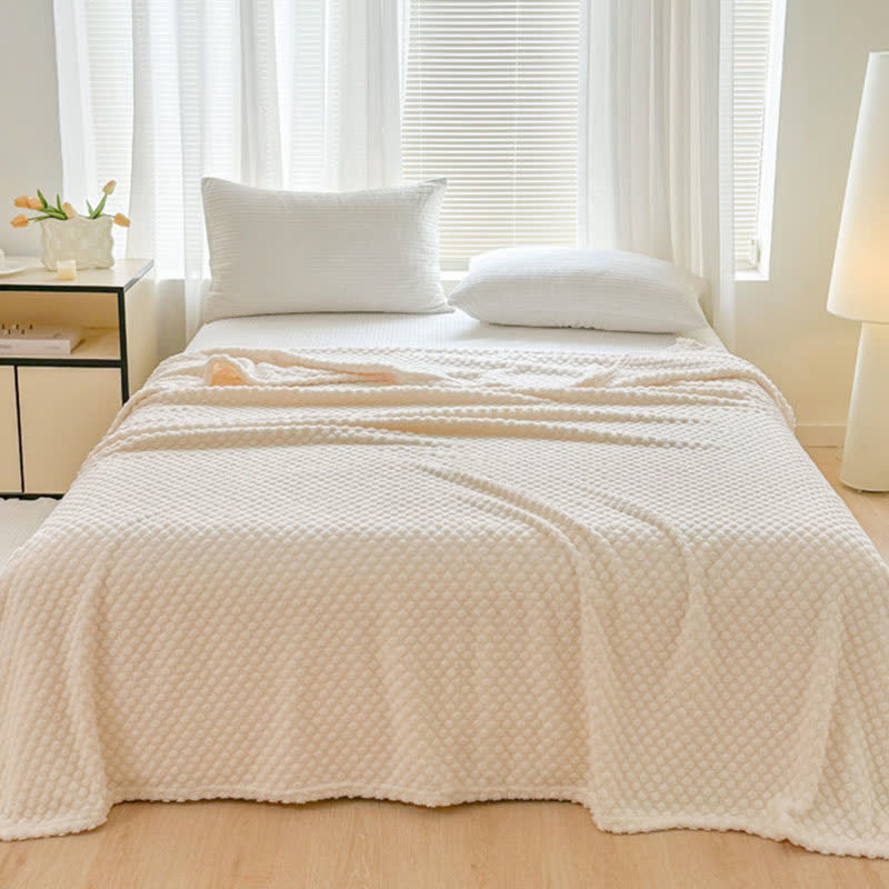 Polka Dot Jacquard Warm Throw Blanket - Beige - Queen - image 12