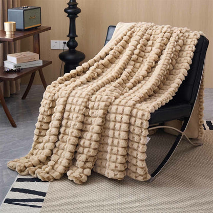 Modern Luxurious Fleece Throw Blanket - Camel - Queen - image 0