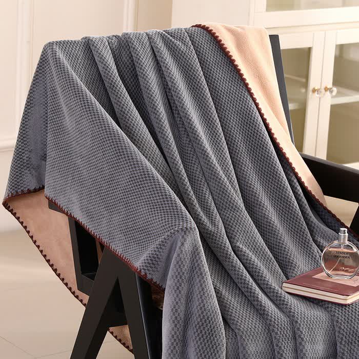 Plaid Jacquard Warm Throw Blanket - Dark Grey - 2PCS Pillowcases - 19" x 29" - image 1