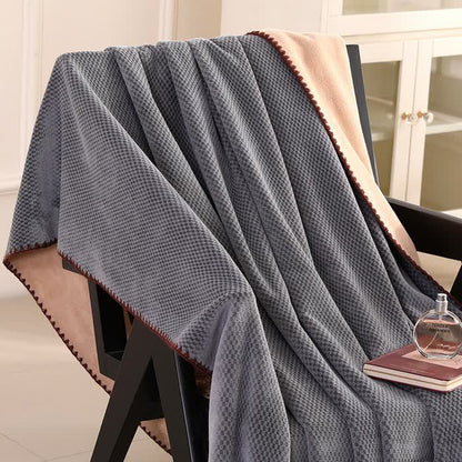 Plaid Jacquard Warm Throw Blanket - Dark Grey - 2PCS Pillowcases - 19" x 29" - image 1