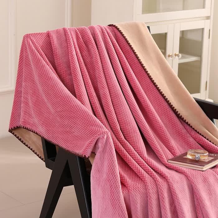 Plaid Jacquard Warm Throw Blanket - Dark Pink - 2PCS Pillowcases - 19" x 29" - image 15