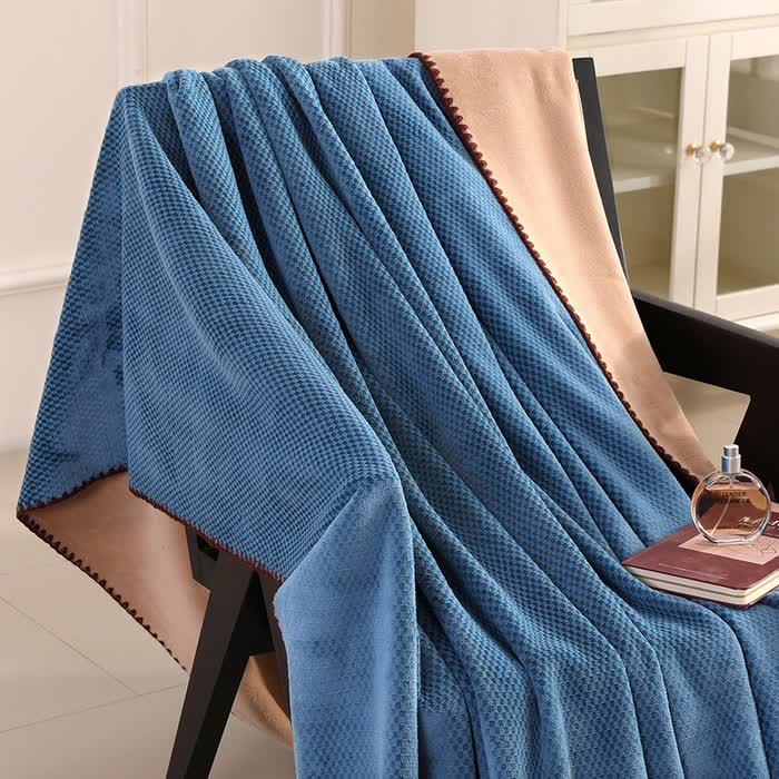 Plaid Jacquard Warm Throw Blanket - Royal Blue - 2PCS Pillowcases - 19" x 29" - image 3