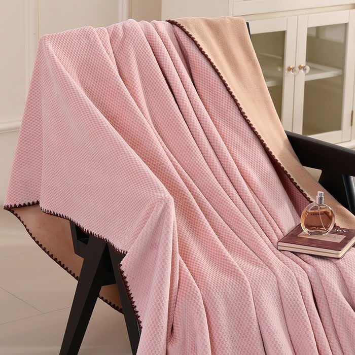 Plaid Jacquard Warm Throw Blanket - Pink - 2PCS Pillowcases - 19" x 29" - image 6