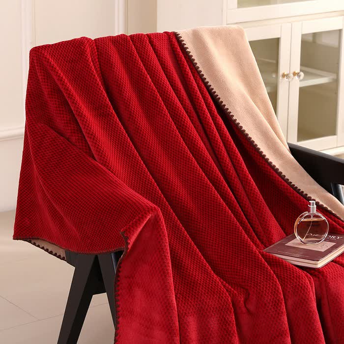 Plaid Jacquard Warm Throw Blanket - Red - 2PCS Pillowcases - 19" x 29" - image 12
