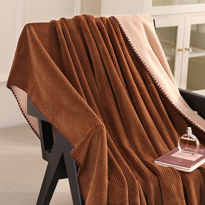 Plaid Jacquard Warm Throw Blanket - Brown - 2PCS Pillowcases - 19" x 29" - image 11