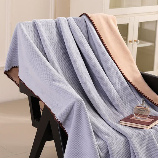 Plaid Jacquard Warm Throw Blanket - Light Purple - 2PCS Pillowcases - 19" x 29" - image 0